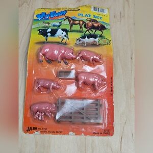 Vintage My Farm Pig Play Set JA-RU 1988 Sealed Farm Animals Toy Lot